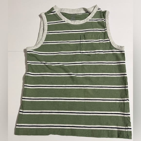 Carter’s Boys 2-Piece Outfit Set Size 5 Green Striped Tank Top & Khaki Shorts - Picture 5 of 6